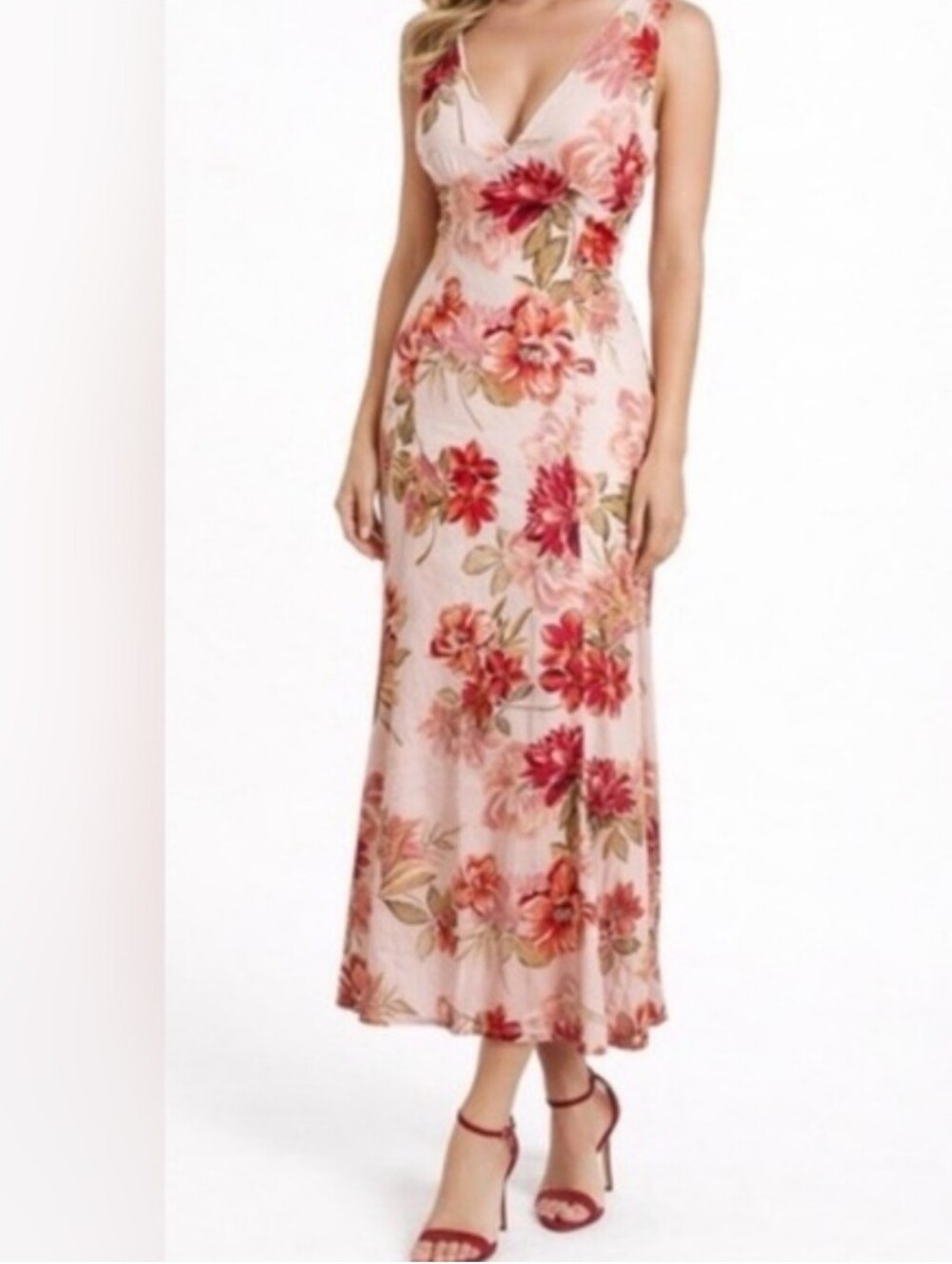 Paper Hearts Anthropologie Floral Linen Blend Midi‎ Maxi Dress Babydoll Romantic